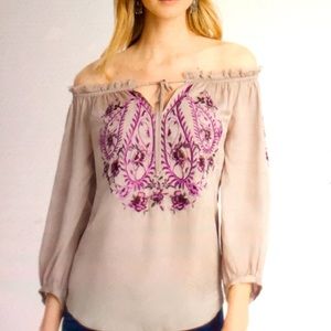 Off the shoulder embroidered top